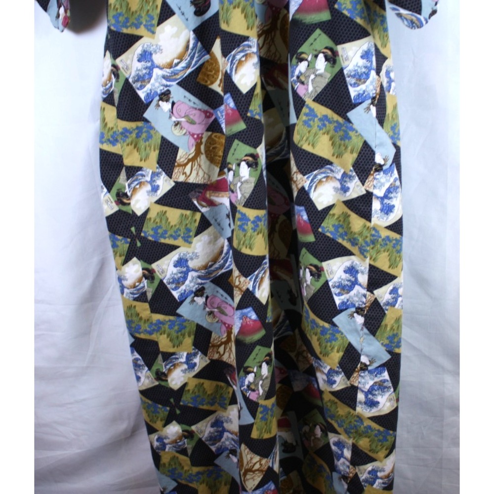 Kimono Japanese Vintage Robe Unbranded O/S Open Front Cotton Floral Ocean Nature - Picture 9 of 13